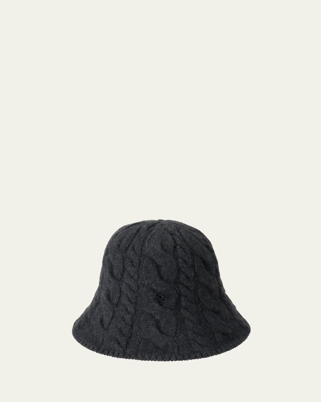 Clem Black Cable Knit Cashmere Bucket Hat